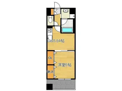 フォレストビュー(1DK/6階)の間取り写真