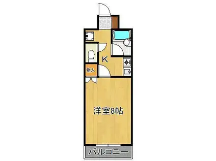 折尾ハイツ(1K/5階)の間取り写真