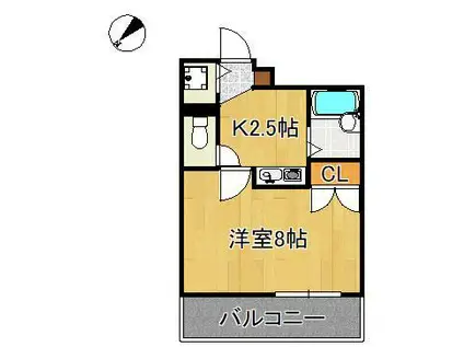 ヴィラアカデミア(1DK/4階)の間取り写真