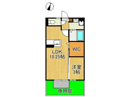 アンバーウッド(1LDK/1階)の間取り写真