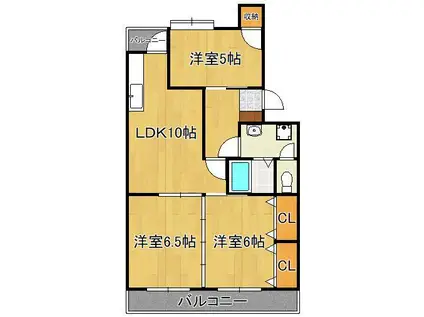 ハイランドマンション千代ヶ崎(3LDK/1階)の間取り写真