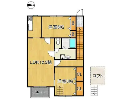ヴィラージュ(2LDK/2階)の間取り写真