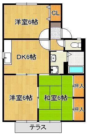 リビアンK(3DK/1階)の間取り写真