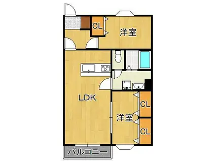 エスポワール(2LDK/1階)の間取り写真