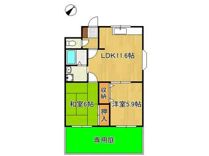 フォレストークイースト(2LDK/1階)の間取り写真