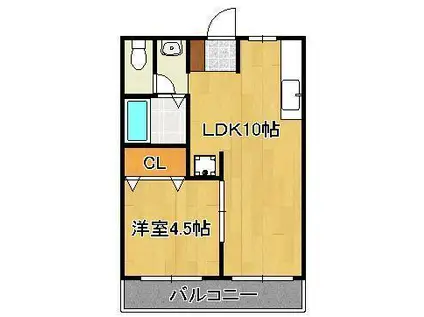 カレッジライフイシモト(1LDK/1階)の間取り写真