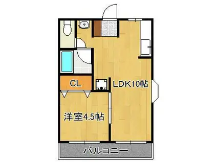 カレッジライフイシモト(1LDK/3階)の間取り写真