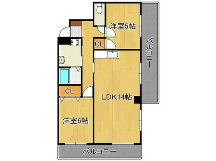 エクセル青葉台Ⅱ(2LDK/4階)の間取り写真
