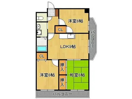エクセル青葉台Ⅱ(3LDK/3階)の間取り写真