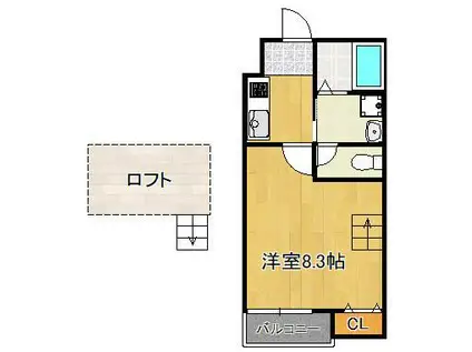 リュミエール(1K/2階)の間取り写真