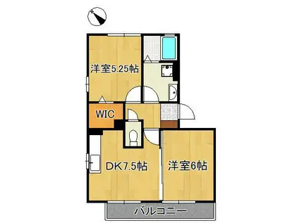 ハート学研台B棟(2DK/2階)の間取り写真