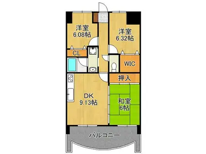 オロマーレ折尾南2(3DK/3階)の間取り写真