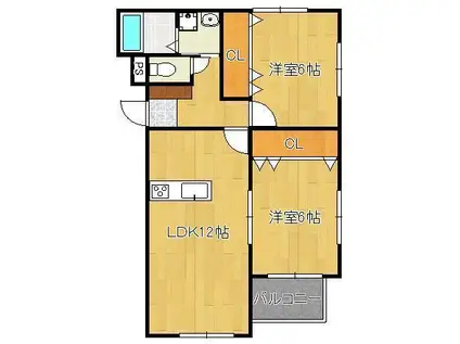MDIロイヤルレジデンス折尾(2LDK/1階)の間取り写真