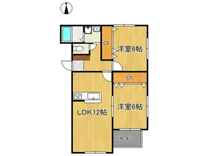 MDIロイヤルレジデンス折尾(2LDK/2階)の間取り写真