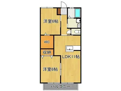 エクセルハイムB(2LDK/1階)の間取り写真