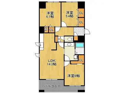 OLIVE 1(3LDK/2階)の間取り写真