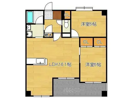 OLIVE 1(2LDK/2階)の間取り写真