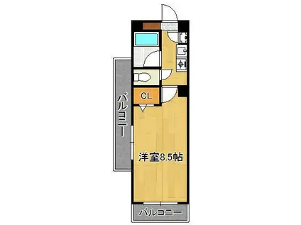 ヴィヴァーチェ浅川(1K/3階)の間取り写真