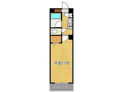 ヴィヴァーチェ浅川(1K/3階)の間取り写真