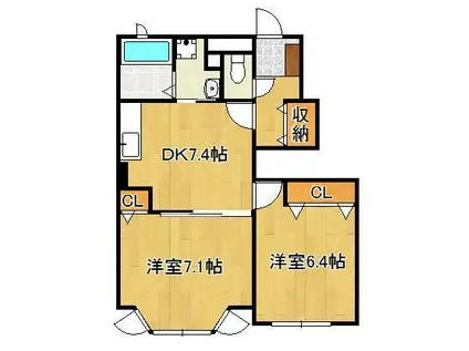 パエーゼ(2DK/1階)の間取り写真