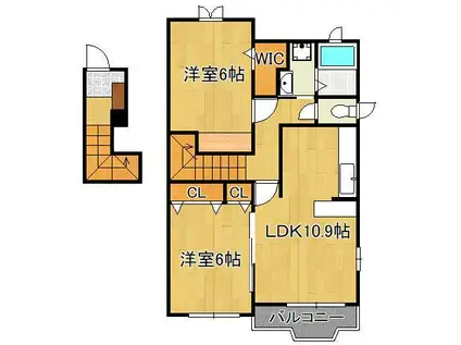 パエーゼ(2LDK/2階)の間取り写真