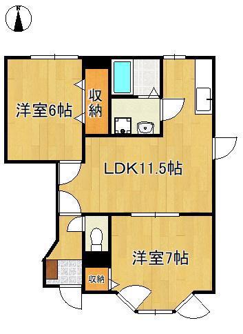 サンハイムHIRO(2LDK/1階)の間取り写真