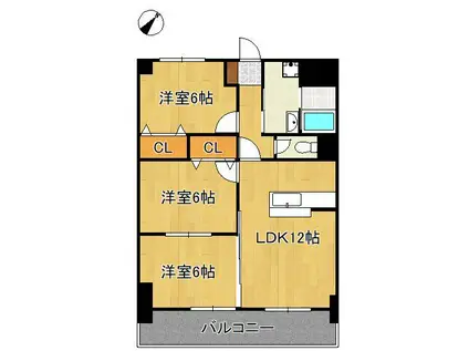 リバーサイド本城(3LDK/2階)の間取り写真