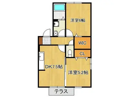 フラッターA(2DK/1階)の間取り写真