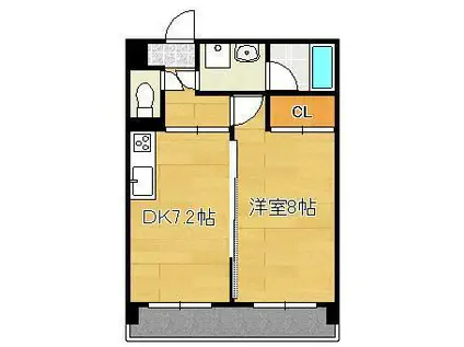 クレイントータス(1DK/3階)の間取り写真