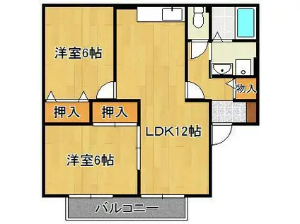 セジュールやつえA棟(2LDK/1階)の間取り写真