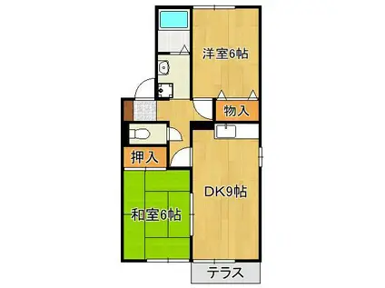 グランドゥール本城(2LDK/1階)の間取り写真