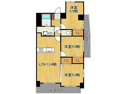 LE GRAND BLEU TROIS(3LDK/10階)の間取り写真