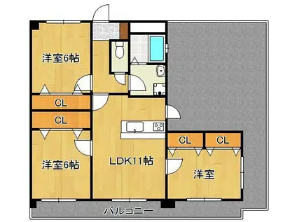 グランドテラスひびきの(3LDK/4階)の間取り写真