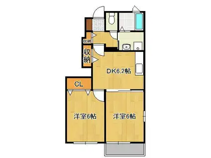 アバンツァートM 2(2DK/1階)の間取り写真