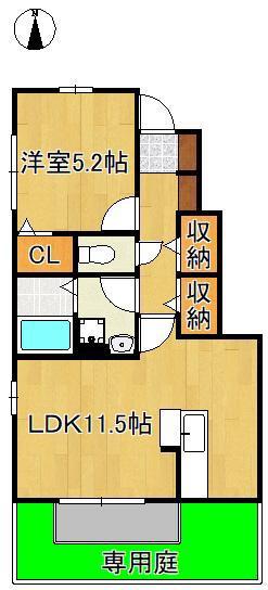 ハーベストデュオ(1LDK/1階)の間取り写真