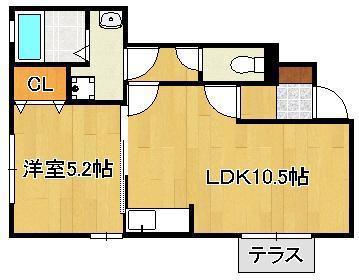 クロスロードⅠ(1LDK/1階)の間取り写真