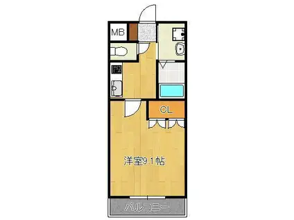 エバーラスティング輝B(1K/2階)の間取り写真