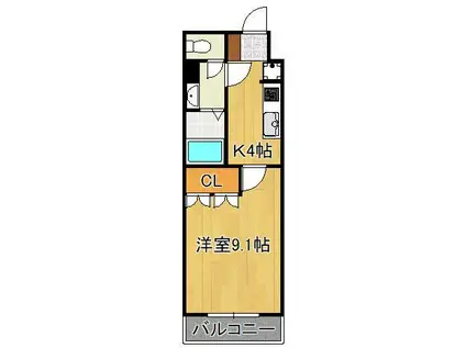 アムールハイツおおば(1K/1階)の間取り写真