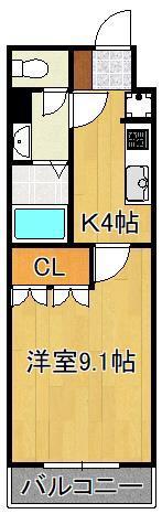 アムールハイツおおば(1K/2階)の間取り写真