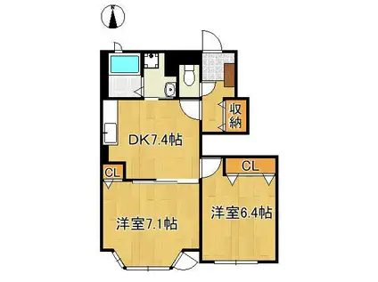 サンパティーク遠賀Ⅱ(2DK/1階)の間取り写真