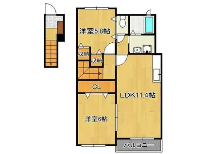 デスパシオⅠ(2LDK/2階)の間取り写真