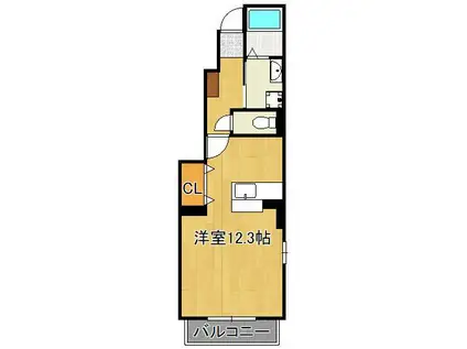 リアルエステート Ⅱ(ワンルーム/1階)の間取り写真