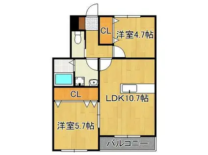 CONFORTOY折尾(2LDK/2階)の間取り写真