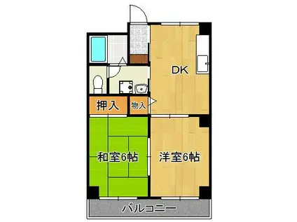香原ビル(2DK/3階)の間取り写真