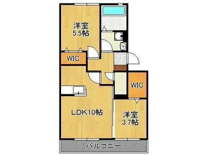 アンダンテ響の(2LDK/2階)の間取り写真