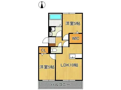 アンダンテ響の(2LDK/2階)の間取り写真