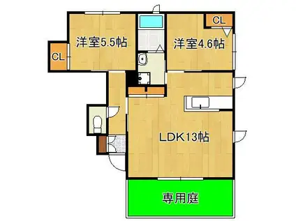 FAIRY HOUSE(2LDK/1階)の間取り写真