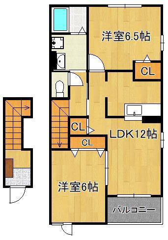 アルベロ(2LDK/2階)の間取り写真