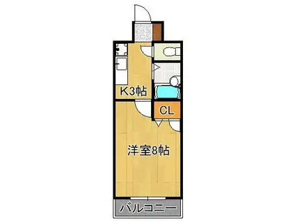 STAYTUSひびきの(1K/3階)の間取り写真