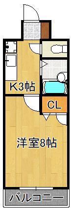 STAYTUSひびきの(1K/4階)の間取り写真